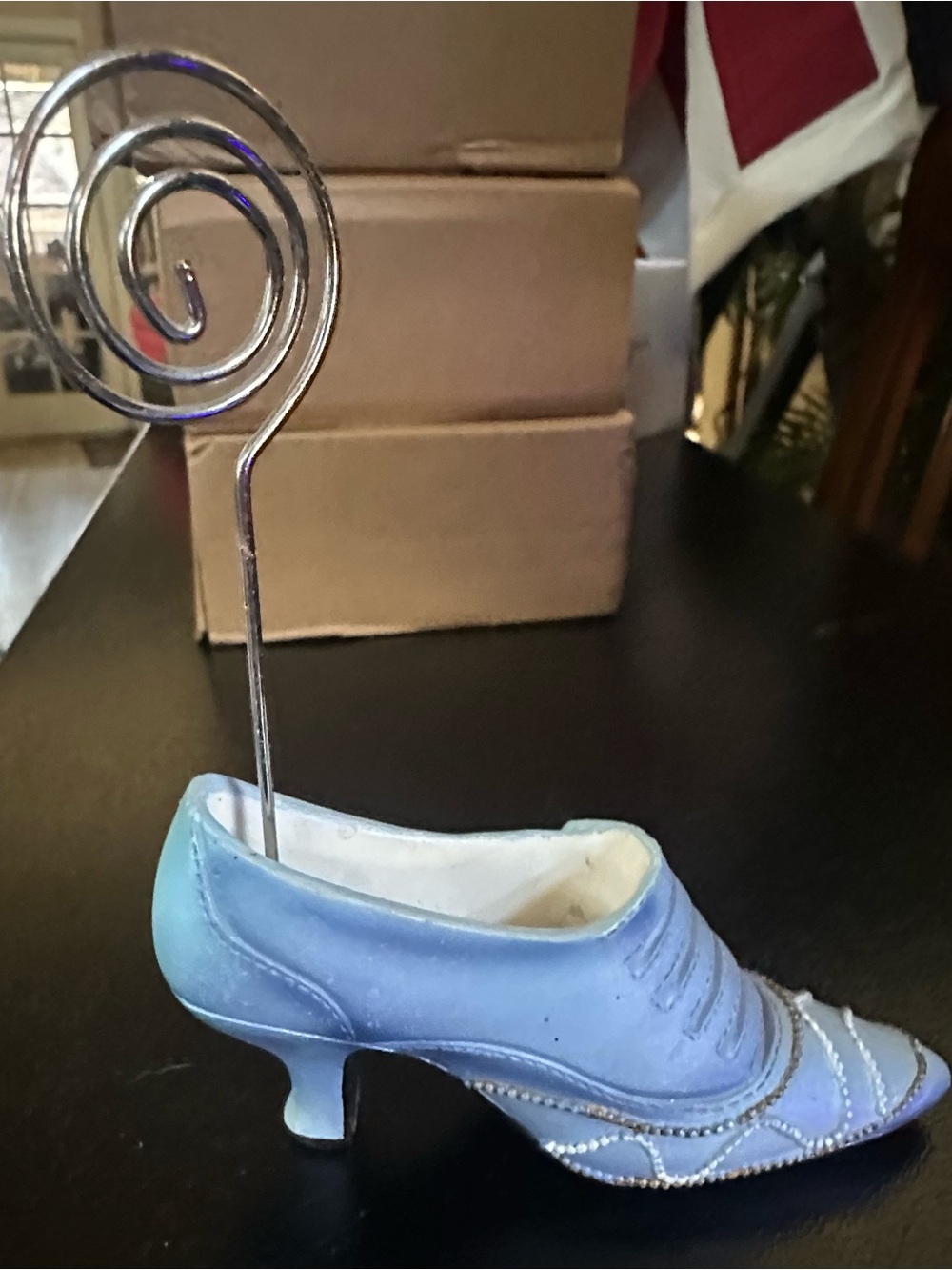Source Unknown Light Blue Decorative Heeled Shoe Photo Holder